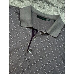 Vintage Bobby Jones Polo Shirt Men M Plum Diamond Plaid Cotton 90s Italy Golf